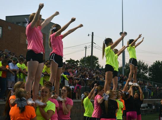Fall Football Cheer team shows talent on the field
