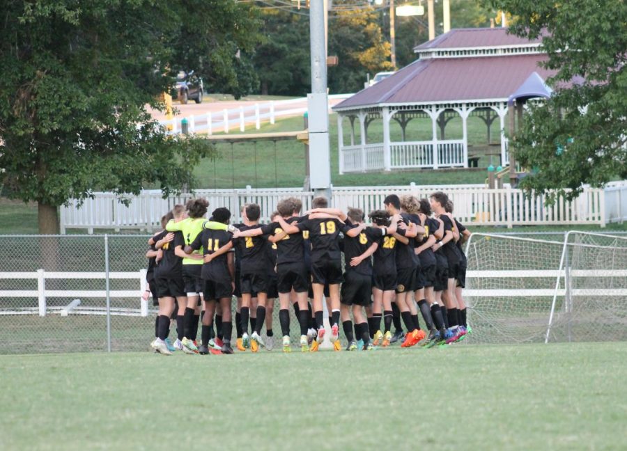 Boys varsity soccer huddle